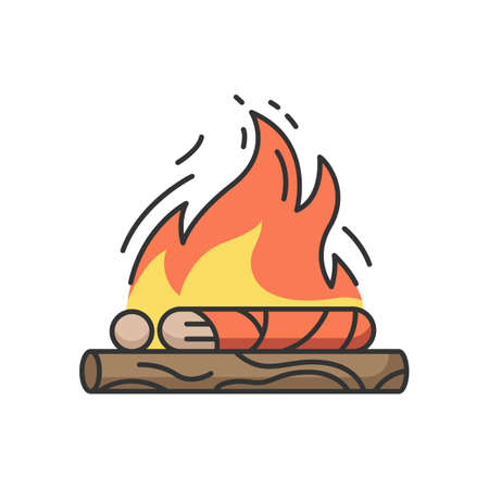 Hindu funeral ceremony RGB color icon. Indian customs. Antyesti ritual. Body cremation. Last sacrifice. Belief in reincarnation. Hinduism tradition. Isolated vector illustrationのイラスト素材