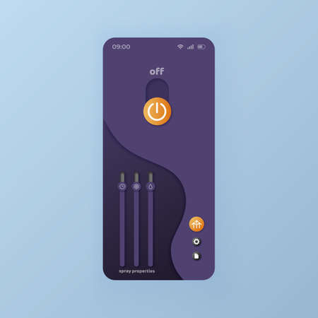 Properties slider smartphone interface vector template. Mobile app page black design layout. Options...