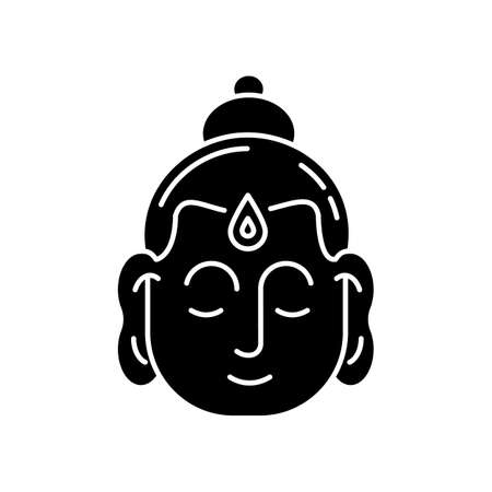 Gautama Buddha black glyph icon. Indian philosopher. Religious leader of Ancient India. Founder of Buddhism religion. Meditator. Silhouette symbol on white space. Vector isolated illustrationのイラスト素材