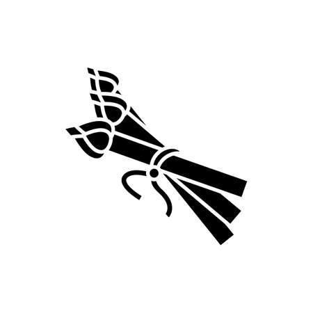 Asparagus black glyph icon. Fresh raw vegetable for fitness dieting. Veggie sprout to cook italian food. Raw stem for sauce. Silhouette symbol on white space. Vector isolated illustrationのイラスト素材