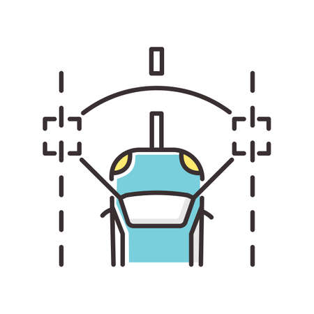 Lane keeping assist RGB color icon. Modern safety driving technology, smart driver assistance. Lane departure warning and control. Isolated vector illustrationのイラスト素材