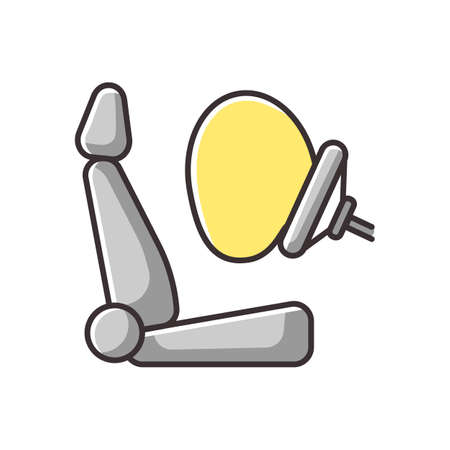Airbag RGB color icon. Accident protection, safety precaution. Life insurance, injury prevention. Driver seat and triggered air bag isolated vector illustrationのイラスト素材
