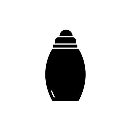 Baby bottle black glyph icon. Feeder with milk for children. Plastic package for dairy ingredient. Childcare product. Silhouette symbol on white space. Vector isolated illustrationのイラスト素材