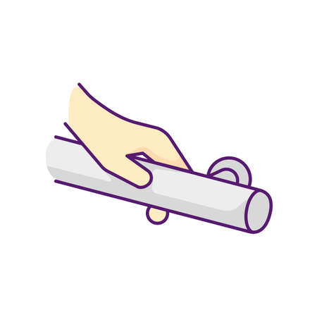 Handrails RGB color icon. Stairs railing system. Modern wall mounted handrails. Disabled people stability and support. Accessible facilities for seniors. Isolated vector illustrationのイラスト素材