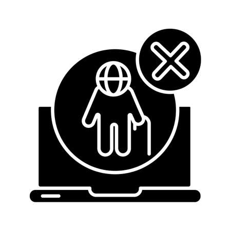 Version not supported black glyph icon. Website access problems. Web error notification silhouette symbol on white space. Use of obsolete HTTP protocols notification. Vector isolated illustrationのイラスト素材