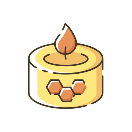 Beeswax candle RGB color icon. Natural bee product. DIY apiculture, beekeeping business. Handmade decorative candle from organic wax isolated vector illustrationのイラスト素材