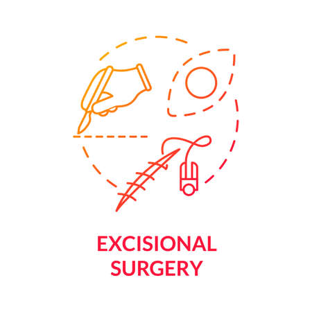 Excisional surgery concept icon. Dermatology. Surgical procedures. Tumor removal. Melanoma treatment. Excisional biopsy idea thin line illustration. Vector isolated outline RGB color drawing