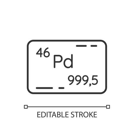 Palladium linear icon. Precious metal. Bullion for deposit. Investment asset. Commodity value. Thin line customizable illustration. Contour symbol. Vector isolated outline drawing. Editable strokeのイラスト素材