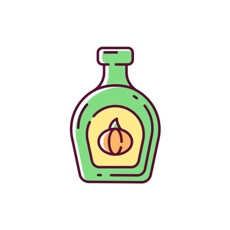 Pumpkin syrup RGB color icon. Natural food product, rustic cooking. Vegan gourd based spice. Delicious topping for homemade dishes. Isolated vector illustrationのイラスト素材
