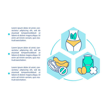 Vegetarian diet concept icon with text. Healthy eating benefits. Organic cooking ingredients. PPT page vector template. Brochure, magazine, booklet design element with linear illustrationsのイラスト素材