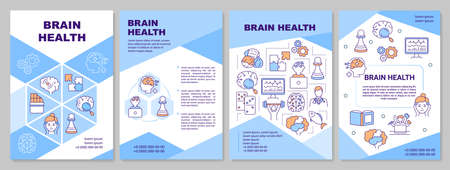 Brain health brochure template. Human mental healthcare and neurology flyer, booklet, leaflet print, cover design with linear icons. Vector layouts for magazines, annual reports, advertising postersのイラスト素材