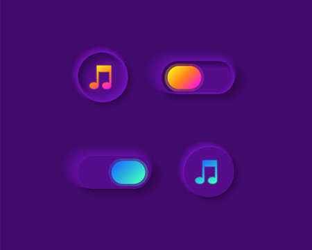 Music player switches UI elements kit. Media button. Multimedia isolated vector icon, bar and...