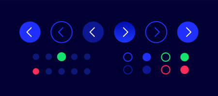 Turn page UI elements kit. Left and right arrows. Checkboxes isolated vector icon, bar and dashboard...