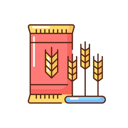 Brewer yeast RGB color icon. Herbal ingredient for brewing. Brewery for beer production. System for processing grain. Manufacturing alcohol process step. Isolated vector illustrationのイラスト素材