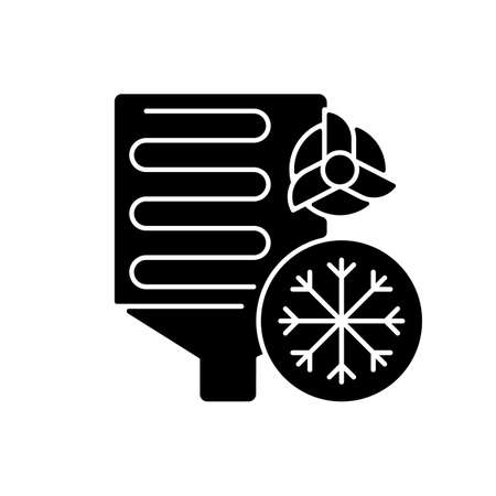 Conditioning black glyph icon. Beer cooling in industrial keg. Brewery production. Industrial manufacturing process for alcohol. Silhouette symbol on white space. Vector isolated illustrationのイラスト素材