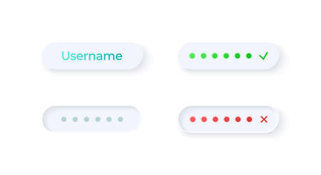 Login panels UI elements kit. Name and password. User registration isolated vector icon, bar and...
