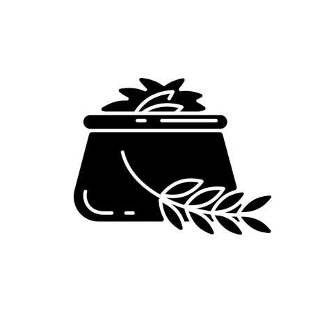 Barley black glyph icon. Healthy food components. Organic grains types. Vegan meals variety. Superfoods preparations. Silhouette symbol on white space. Vector isolated illustrationのイラスト素材