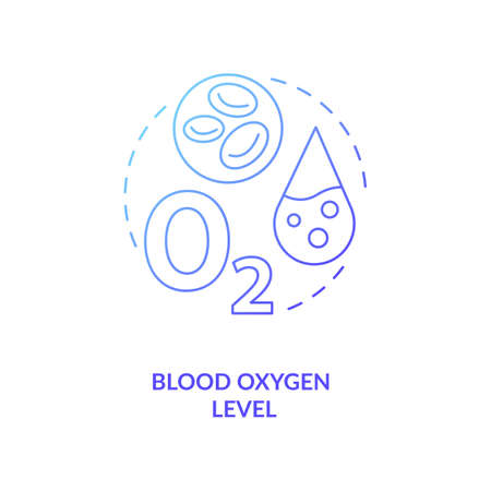 Blood oxygen level concept icon. Wearable technology feature idea thin line illustration. Pulse oximeter sensor. Estimation oxygen amount. SpO2 monitoring. Vector isolated outline RGB color drawingのイラスト素材