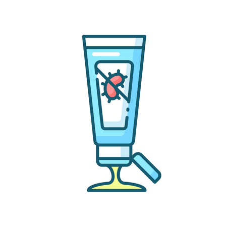 Gel hand sanitizer blue RGB color icon. Disinfectant skincare product. Antibacterial lotion in tube. Germs killing liquid soap. Personal hygiene care. Virus prevention. Isolated vector illustrationのイラスト素材