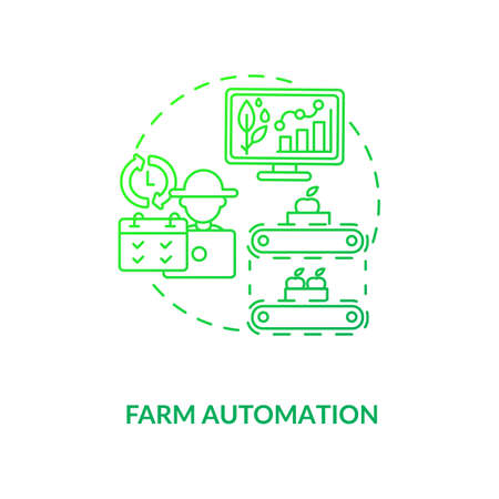 Farm automation concept icon. Modern agriculture innovation. Technologies for vegetable and fruit gardening industry idea thin line illustration. Vector isolated outline RGB color drawingのイラスト素材