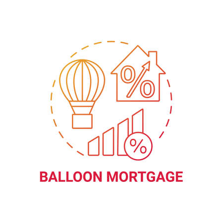 Balloon payment mortgage concept icon. Loan type idea thin line illustration. Substantial payment. Business financing. Lower interest rate. Vector isolated outline RGB color drawingのイラスト素材