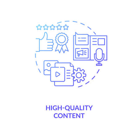 High-quality content concept icon. Influencer marketing benefit idea thin line illustration. Building trust, credibility. Target audience. Attracting likes. Vector isolated outline RGB color drawingのイラスト素材