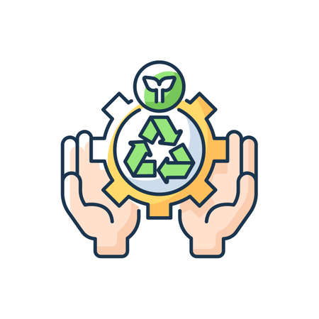 Environmental services RGB color icon. Nature and landscape protection. Recycling. Pollution-reducing control. Ecosystem. Environmental regulatory compliance. Isolated vector illustrationのイラスト素材