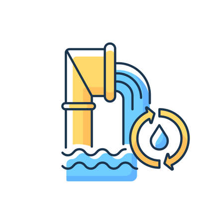 Water and wastewater RGB color icon. Protecting public health. Sewer system. Ecosystem. Water quality. Safety. Removing contaminants. Environmental regulations. Isolated vector illustrationのイラスト素材