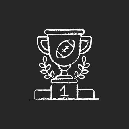 Sport achievements chalk white icon on black background. Medal-winning nation. Accomplishments and records. Athletic participation. World champions. Isolated vector chalkboard illustrationのイラスト素材
