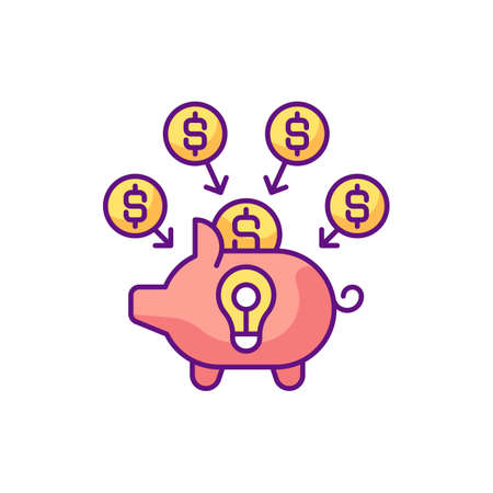 Crowdfunding RGB color icon. Practice of funding project or venture by raising small amounts of money from a large number of people. Isolated vector illustrationのイラスト素材