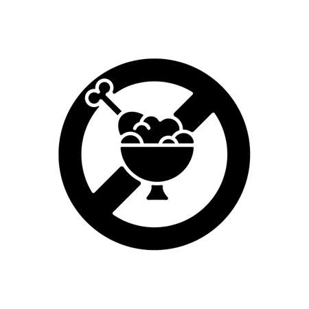 Fasting black glyph icon. Practice of abstaining, usually from food and drink. Religious traditions during ramadan month. Silhouette symbol on white space. Vector isolated illustrationのイラスト素材