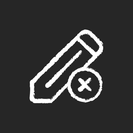 Edit chalk white icon on black background. Editing process of huge text document. Reducing mistakes made by writer. Checking information. Interface items. Isolated vector chalkboard illustrationのイラスト素材