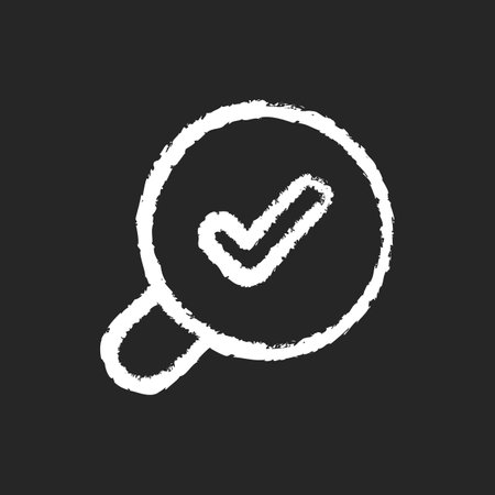 Search chalk white icon on black background. Finding different data using keywords. Help user to navigate within different content in applcation. Isolated vector chalkboard illustrationのイラスト素材