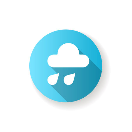 Weather forecast app blue flat design long shadow glyph icon. Meteorological software. Real-time weather data. Temperature, humidity and wind. Watches, warnings. Silhouette RGB color illustrationのイラスト素材