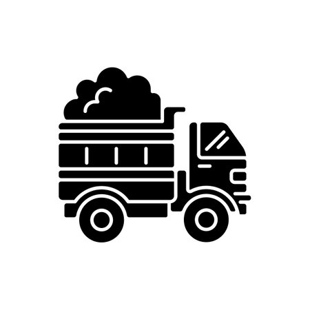 Snow hauling black glyph icon. Removing snow after snowfall to make travel easier and safer. Reducing ice on your streets. Silhouette symbol on white space. Vector isolated illustrationのイラスト素材