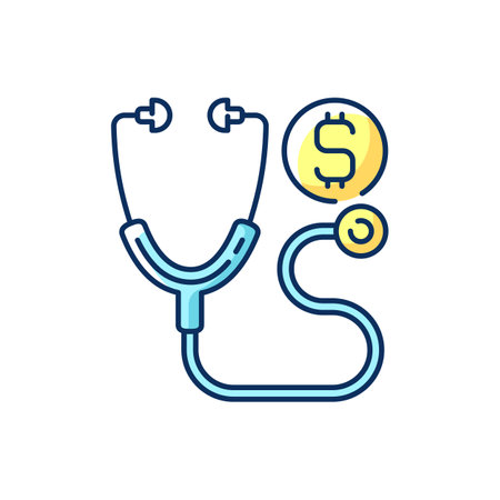 Consultation fee RGB color icon. Doctor check up cost. Fee-for-service payment. Medication and diagnostic tests. Health insurance coverage. High quality healthcare. Isolated vector illustrationのイラスト素材