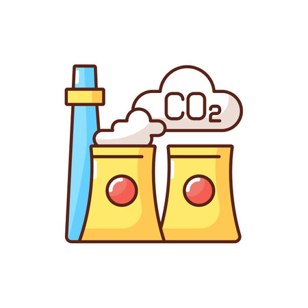 Air pollution RGB color icon. Mixture of solid particles and gases in air. Working factories damaging planet atmosphere. Isolated vector illustrationのイラスト素材