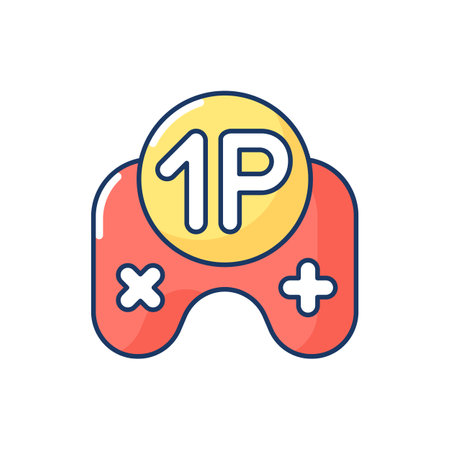Single player game RGB color icon. Videogame solo mode. Popular modern entertainment, virtual...