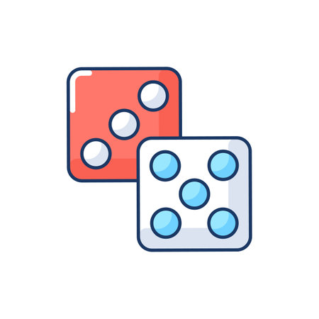 Lottery RGB color icon. Board games, traditional entertainment attribute. Gambling, game of chance. Pair of dice, playing cubes Isolated vector illustrationのイラスト素材