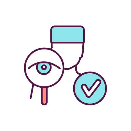 Doctor check RGB color icon. Clinical assessment. Medical evaluation. Health examination. Physician visit. Hospital checkup. Healthcare service. Health diagnosis. Isolated vector illustrationのイラスト素材