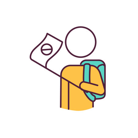 Environmental activism RGB color icon. Organization for environmental protection. Nature conservation movement. Man protesting against climate change. Isolated vector illustrationのイラスト素材
