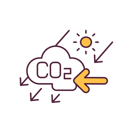 Harmful impact on nature RGB color icon. Excessive emissions of greenhouse gases. Harmful impact on nature. Problem of global warming and climate change. Climate justice. Isolated vector illustrationのイラスト素材