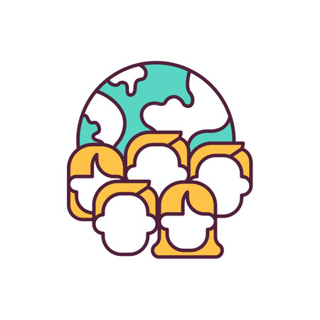 Organization for the protection of nature RGB color icon. Group of activists who fight to protect environment. Climate change. Global warming. Eco activism. Isolated vector illustration.のイラスト素材