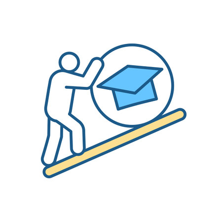 Tough student schedule RGB color icon. Education hardship. Study and classes management. Academic achievement. Productivity and improvement. Getting degree, graduating. Isolated vector illustrationのイラスト素材