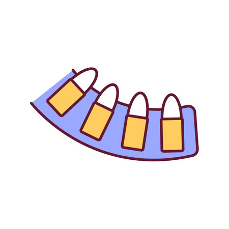 High capacity magazines RGB color icon. Bullets for assault weapon. Handgun inventory. Gun control. Firearms regulation. Bullets for shooting. Military force. Isolated vector illustrationのイラスト素材