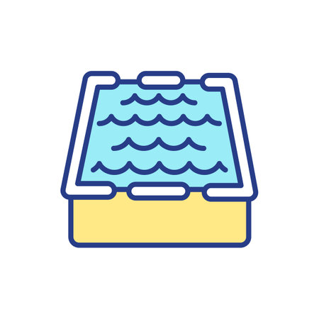 Artificial pond RGB color icon. Swimming pool. Water waves, tank for cultivating fish, shellfish, shrimp. Produce seafood. Aquafarm production. Mariculture business. Isolated vector illustrationのイラスト素材