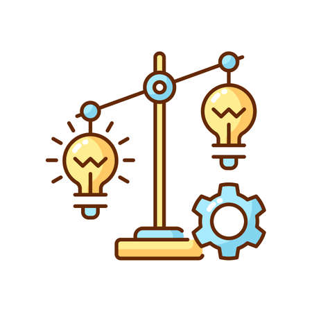 Idea prioritization RGB color icon. Creative thinking idea. Choosing the right goals. Creativity development. Priority optimization. Critical thinking skills. Isolated vector illustrationのイラスト素材