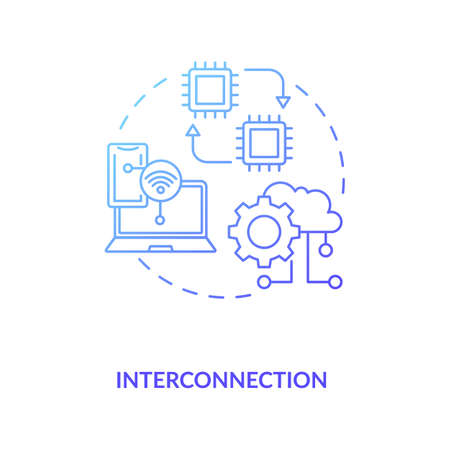 Interconnection concept icon. Industry 4.0 design idea thin line illustration. Exchanging digital information. Interconnect wireless technologies. Vector isolated outline RGB color drawing