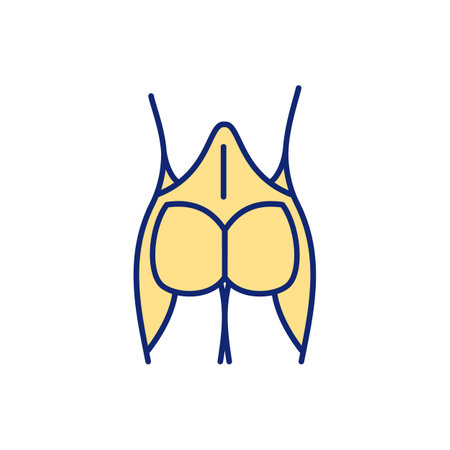 Tightening buttocks muscles RGB color icon. Butt exercises. Cellulite-busting routine. Burning fat and calories. Toning glute muscles. Lower back pain prevention. Isolated vector illustrationのイラスト素材