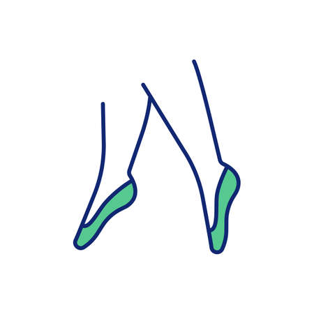 Ballet classes RGB color icon. Theatrical dance. Health and fitness improvement. Increased flexibility, agility, and coordination. Improving balance and coordination. Isolated vector illustrationのイラスト素材
